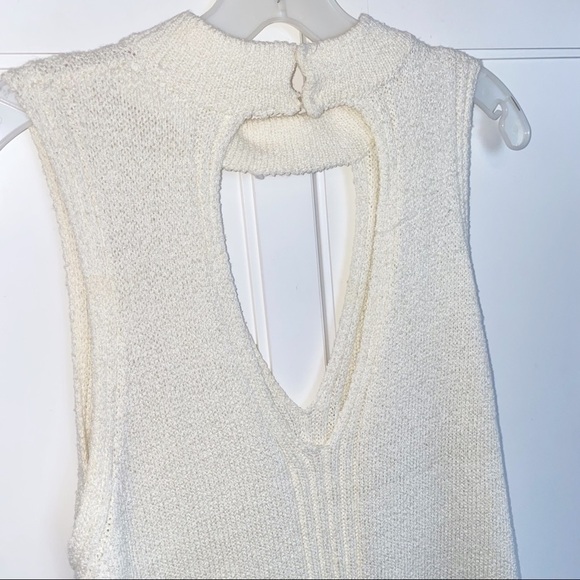 ASTR Knit Choker Neckline Keyhole Back XS Y2K Cream Longline Sweater Vest - Picture 11 of 13
